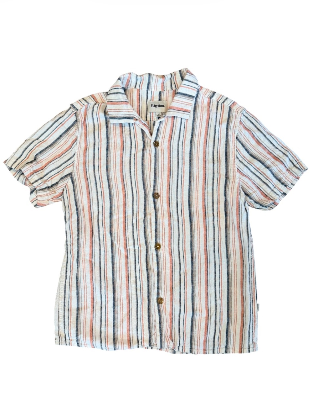 Rhythm Short-Sleeve Striped Linen Shirt